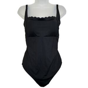 Sea Level Scallop Square Neck One Piece Swimsuit Black Size 12 Bralette Style
